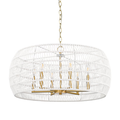 Ellie 6-light Chandelier in Modern Brushed Gold, side view - Golden Lighting