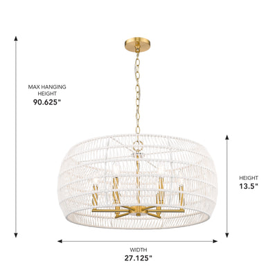 Ellie 6-light Chandelier in Modern Brushed Gold, alternate view - Golden Lighting