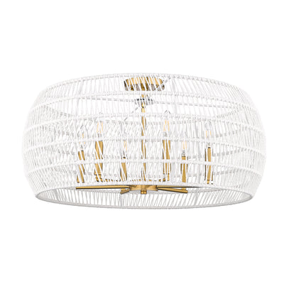 Ellie 6-light Semi-Flush Mount in Modern Brushed Gold, side view - Golden Lighting