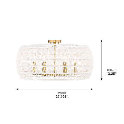 Ellie 6-light Semi-Flush Mount in Modern Brushed Gold