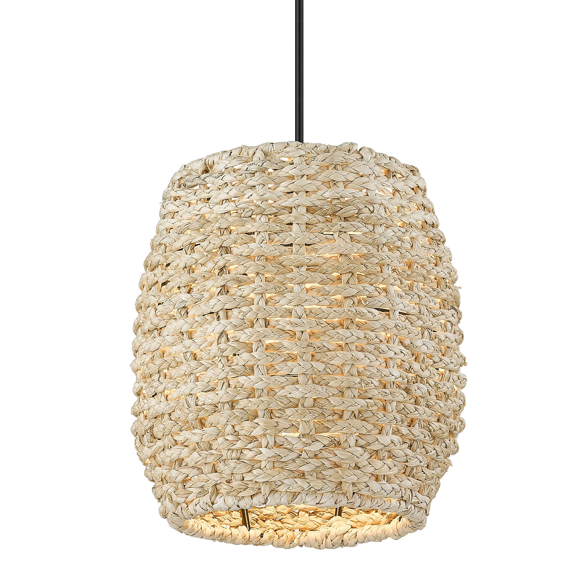 Cheyanne Mini Pendant in Matte Black with Corn Rope - - Golden Lighting