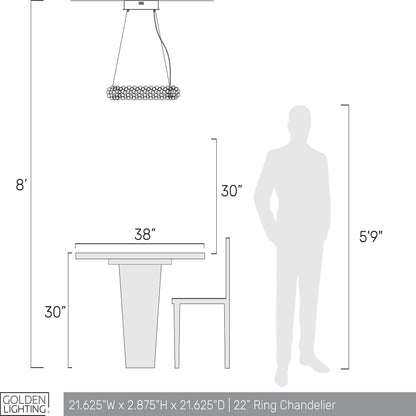 Ziva by Golden Lighting Corallo Integrated LED 22in Chandelier in Turquoise - - Golden Lighting