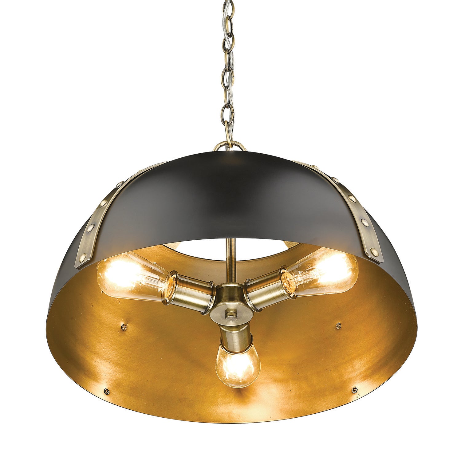 Golden Lighting Aldrich 3-light Pendant in Aged Brass - - Golden Lighting