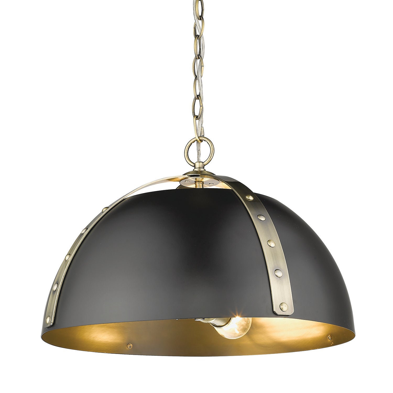 Golden Lighting Aldrich 3-light Pendant in Aged Brass - - Golden Lighting