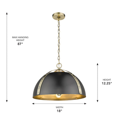 Golden Lighting Aldrich 3-light Pendant in Aged Brass - - Golden Lighting