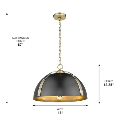 Golden Lighting Aldrich 3-light Pendant in Aged Brass - - Golden Lighting