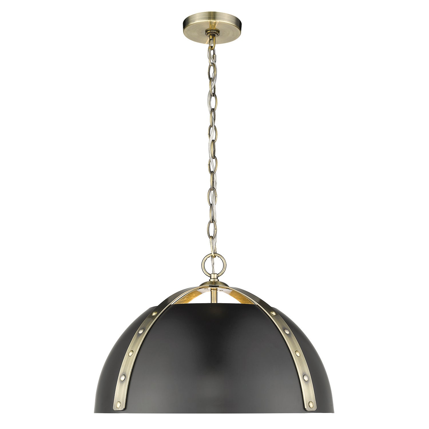 Aldrich AB 3 Light Pendant in Aged Brass - Aged Brass / Matte Black / Black - Golden Lighting