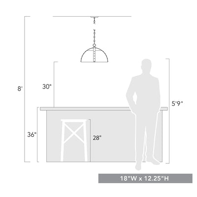 Golden Lighting Aldrich 3-light Pendant in Aged Brass - - Golden Lighting