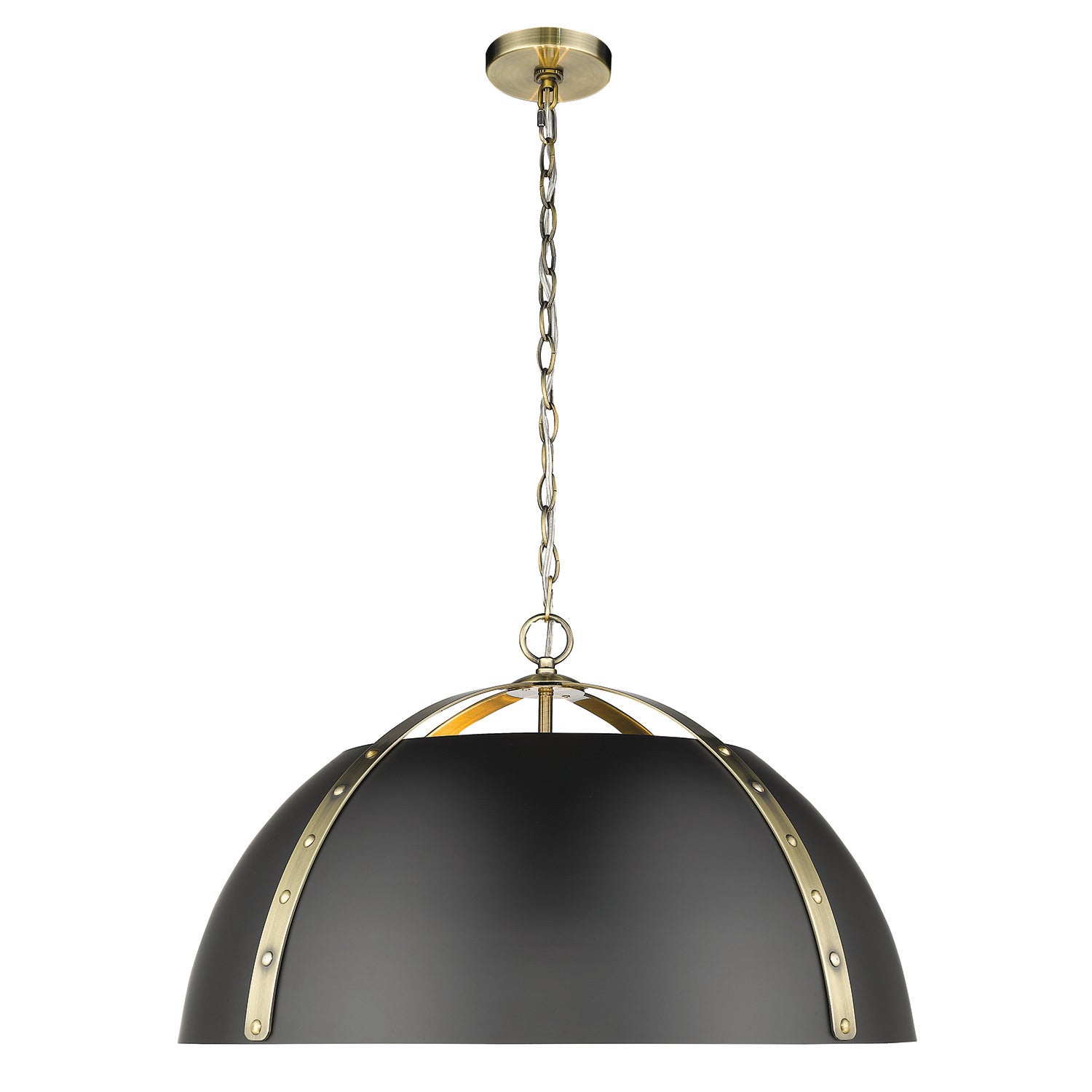 Aldrich AB 5 Light Pendant in Aged Brass - Aged Brass / Matte Black / Black - Golden Lighting