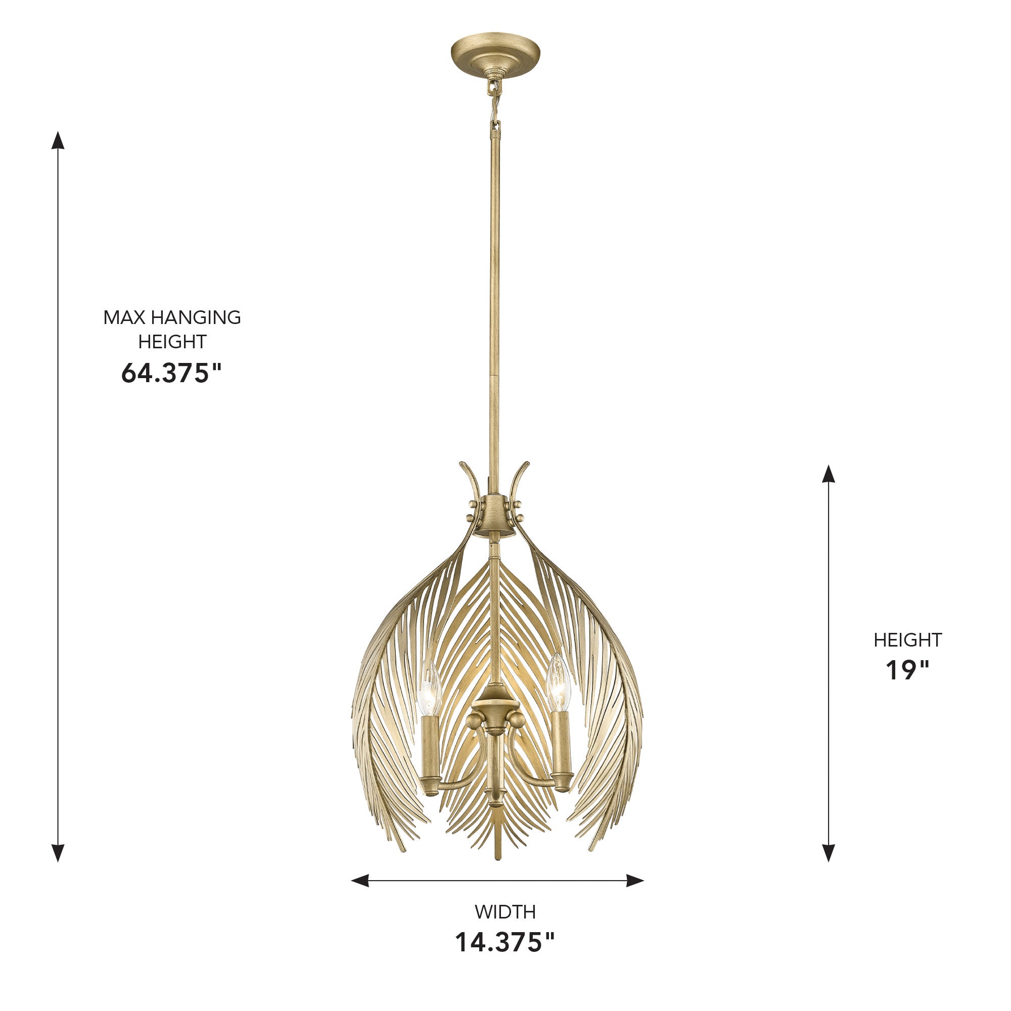 Golden Lighting Cay 3-light Pendant in Vintage Fired Gold - - Golden Lighting
