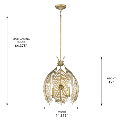 Golden Lighting Cay 3-light Pendant in Vintage Fired Gold - - Golden Lighting