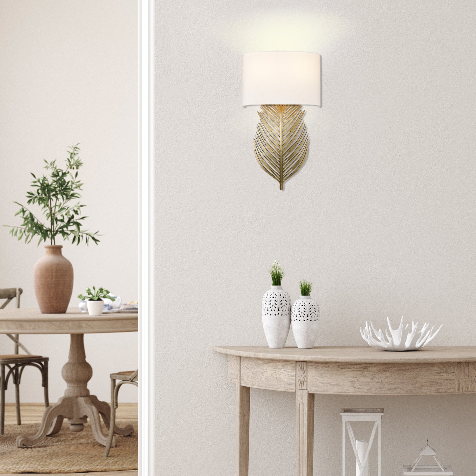 Golden Lighting Cay 2-light Wall Sconce in Vintage Fired Gold - - Golden Lighting