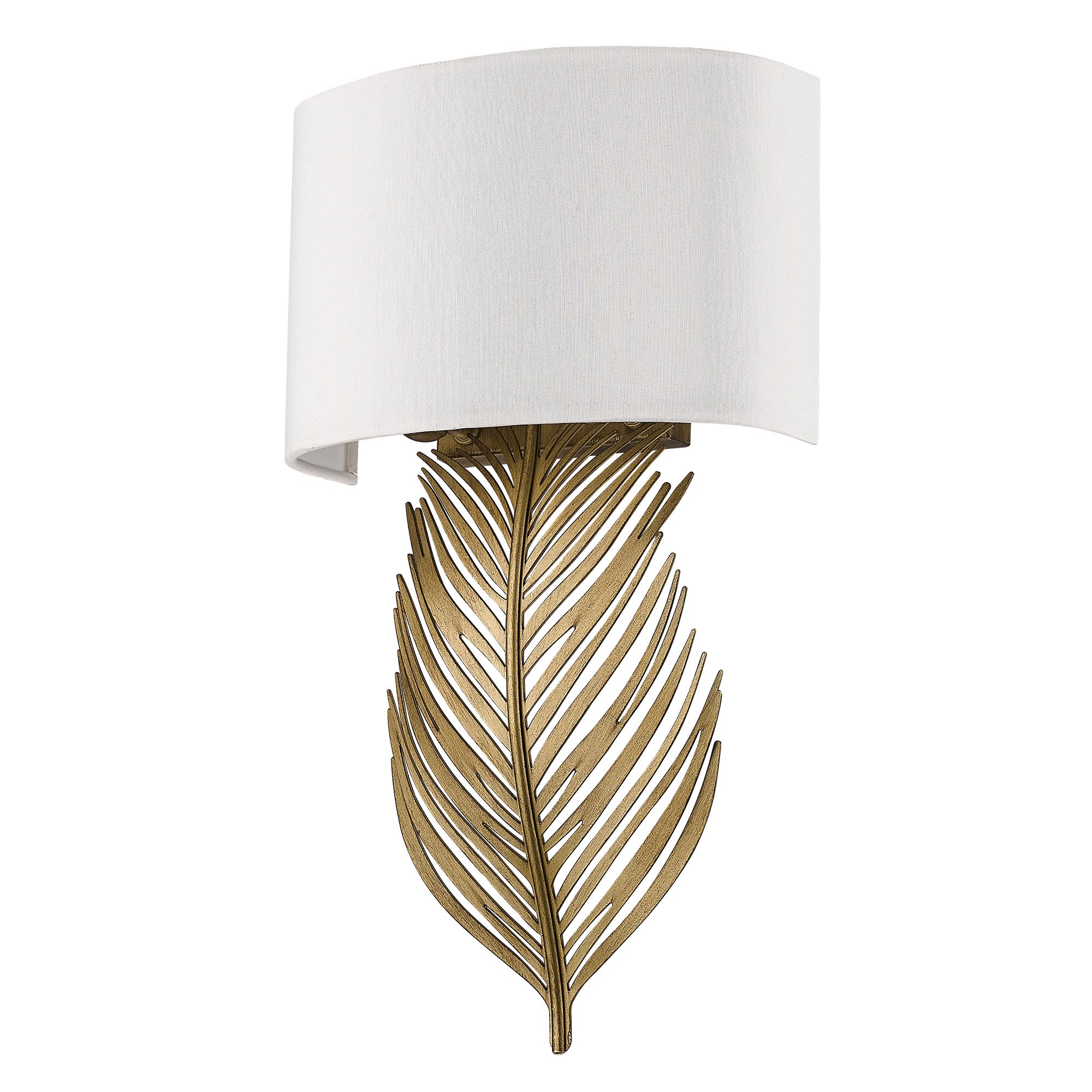 Cay 2 Light Wall Sconce in Vintage Fired Gold with Ivory Linen Shade - - Golden Lighting