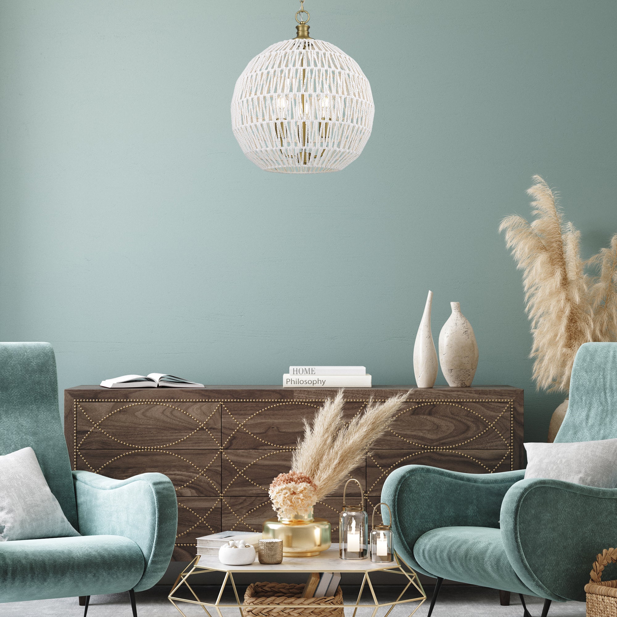 Golden Lighting Florence 3-light Pendant in Brushed Champagne Brass - - Golden Lighting