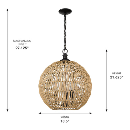 Golden Lighting Florence 3-light Pendant in Matte Black - - Golden Lighting