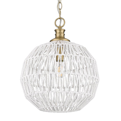 Florence Medium Pendant - Brushed Champagne Bronze / Bleached White Raphia Rope - Golden Lighting