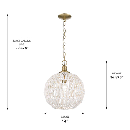 Golden Lighting Florence 1-light Pendant in Brushed Champagne Brass - - Golden Lighting