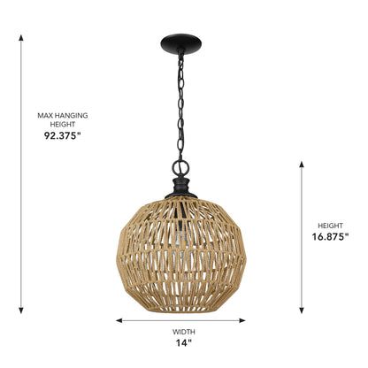 Golden Lighting Florence 1-light Pendant in Matte Black - - Golden Lighting