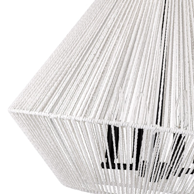 Golden Lighting Valentina 4-light Pendant in Matte Black and Bleached White Raphia Rope shade - - Golden Lighting