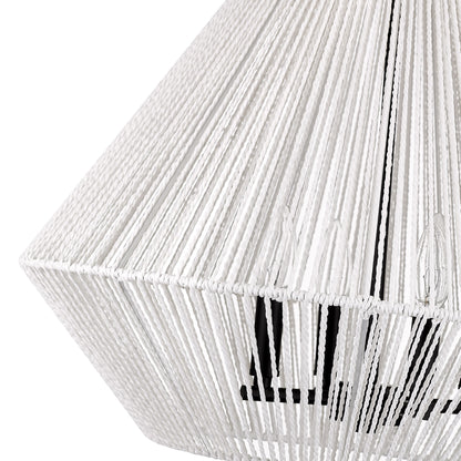 Golden Lighting Valentina 4-light Pendant in Matte Black and Bleached White Raphia Rope shade - - Golden Lighting