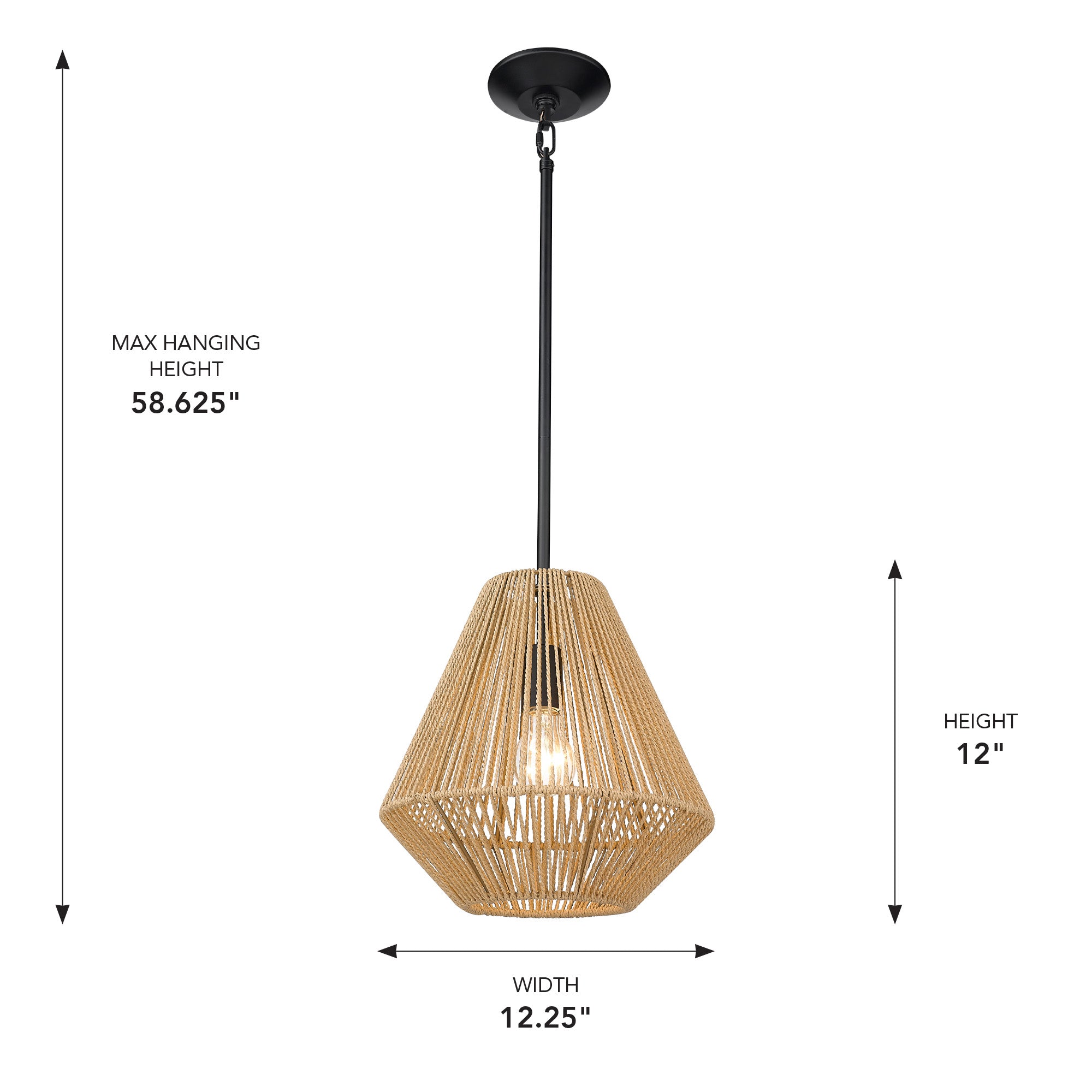 Golden Lighting Valentina 1-light Pendant in Matte Black - - Golden Lighting