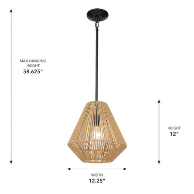 Golden Lighting Valentina 1-light Pendant in Matte Black - - Golden Lighting