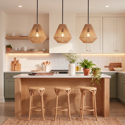 Valentina 1-light Pendant in Matte Black, AI-visualized breakfast nook scene - Golden Lighting