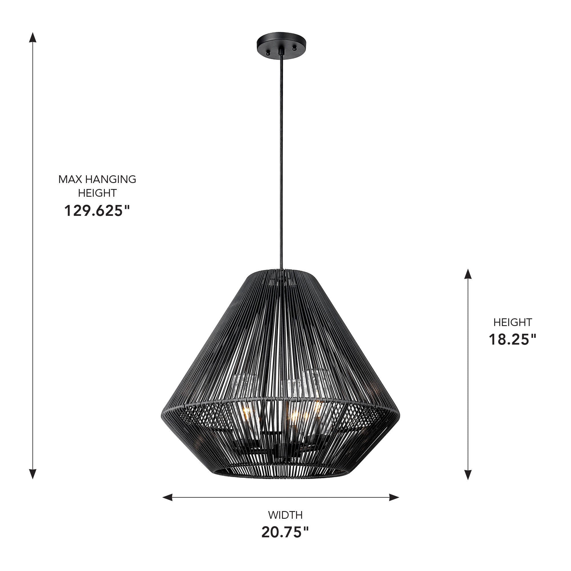 Golden Lighting Valentina 3-light Outdoor Pendant in Natural Black - - Golden Lighting