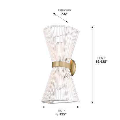 Golden Lighting Avon 2-light Wall Sconce in Brushed Champagne Brass - - Golden Lighting