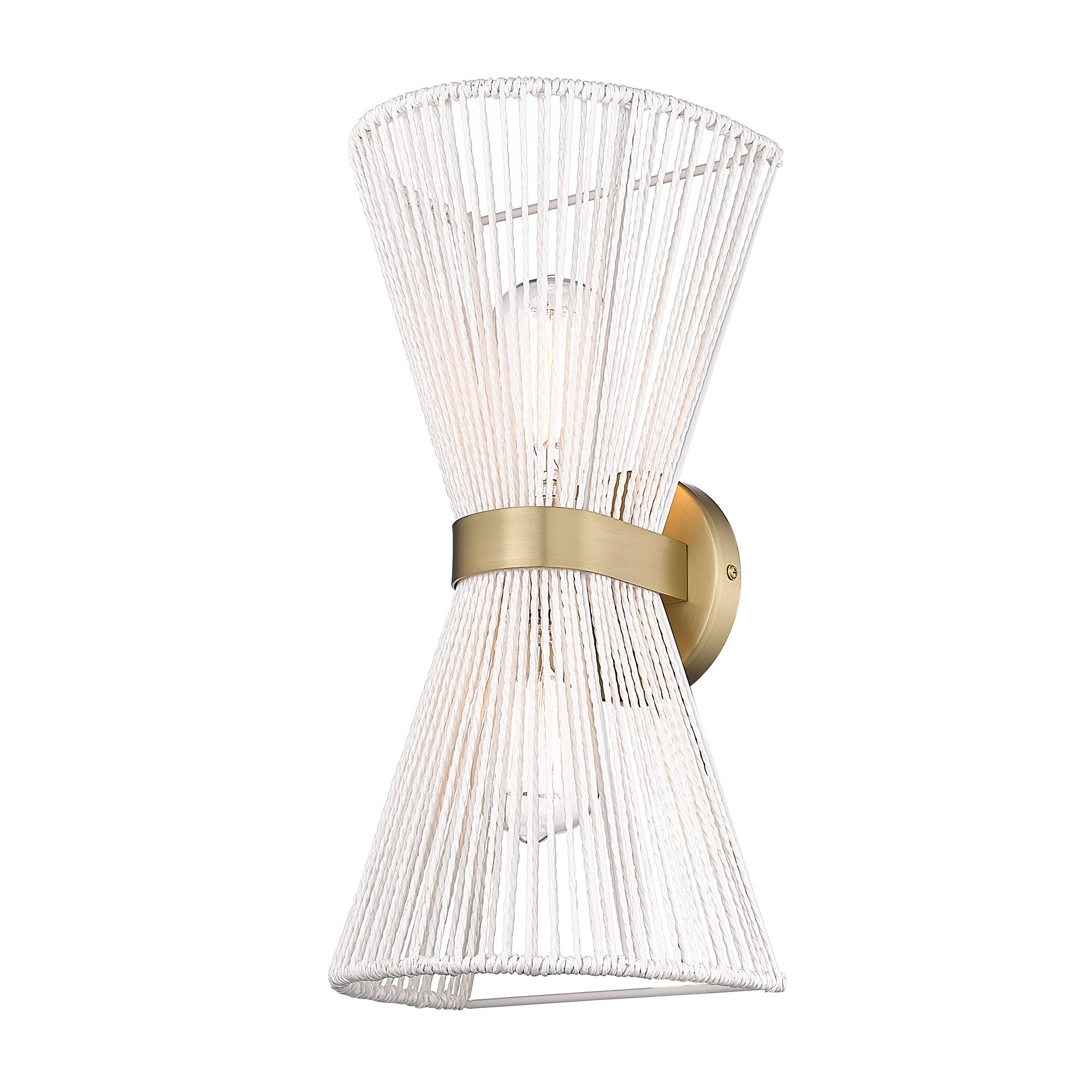 Avon BCB 2 Light Wall Sconce in Brushed Champagne Bronze with Bleached White Raphia Rope Shade - - Golden Lighting