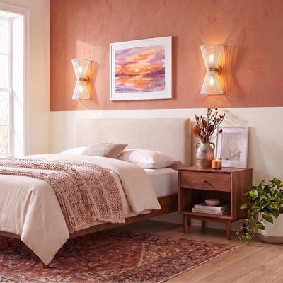 Avon 2-light Wall Sconce in Brushed Champagne Brass, AI-visualized bedroom scene - Golden Lighting