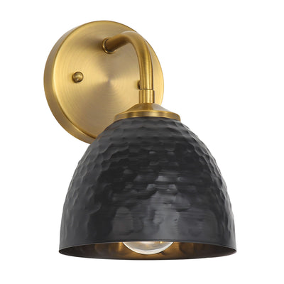 Golden Lighting Shepard 1-light Wall Sconce in Modern Brass and Matte Black shade - - Golden Lighting