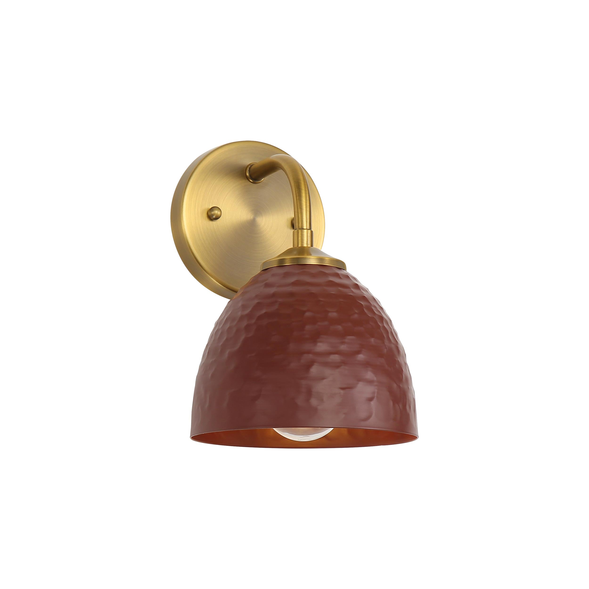 Golden Lighting Shepard 1-light Wall Sconce in Modern Brass and Russet Clay shade - - Golden Lighting