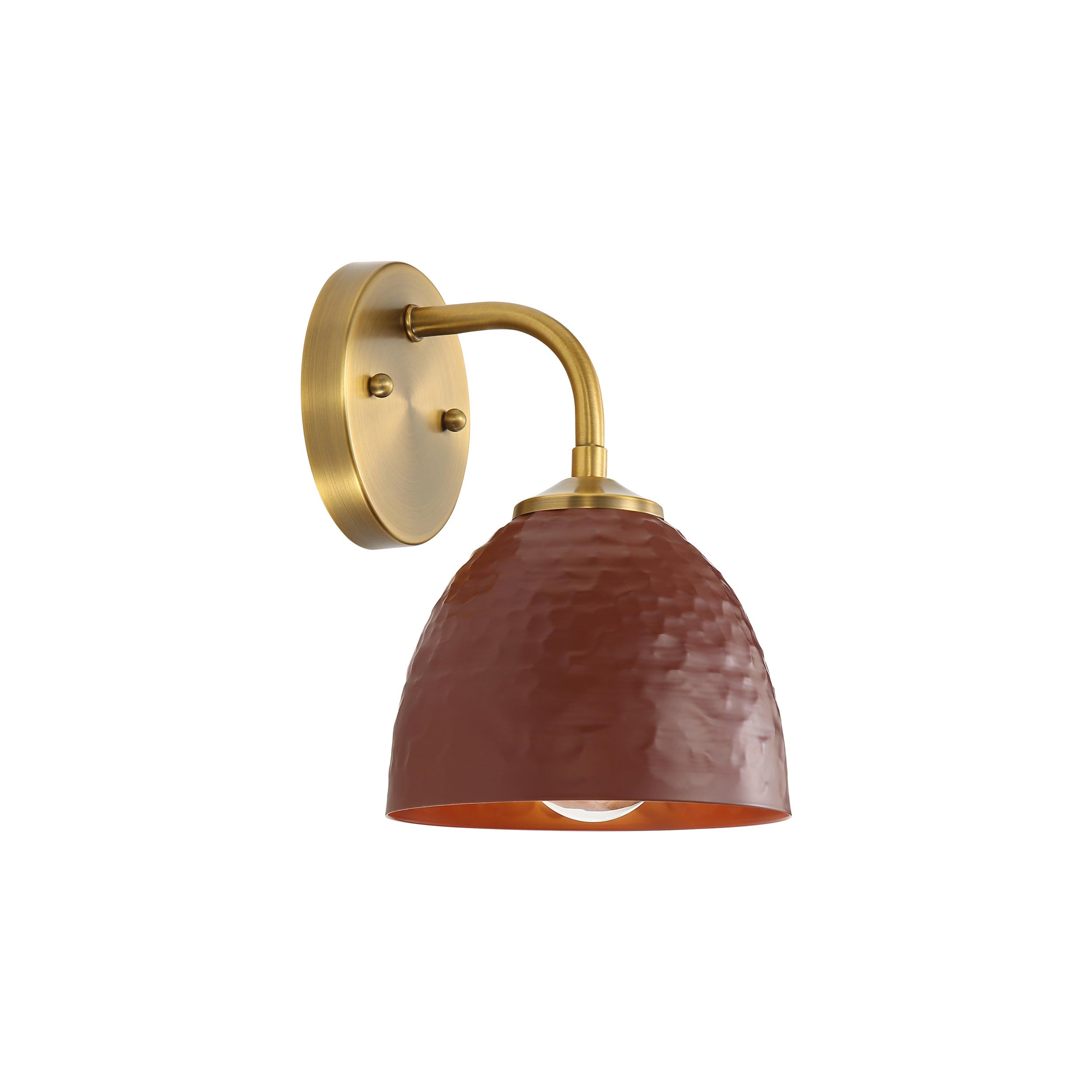 Golden Lighting Shepard 1-light Wall Sconce in Modern Brass and Russet Clay shade - - Golden Lighting