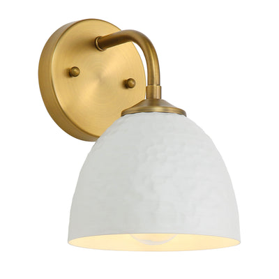Golden Lighting Shepard 1-light Wall Sconce in Modern Brass and Matte White shade - - Golden Lighting