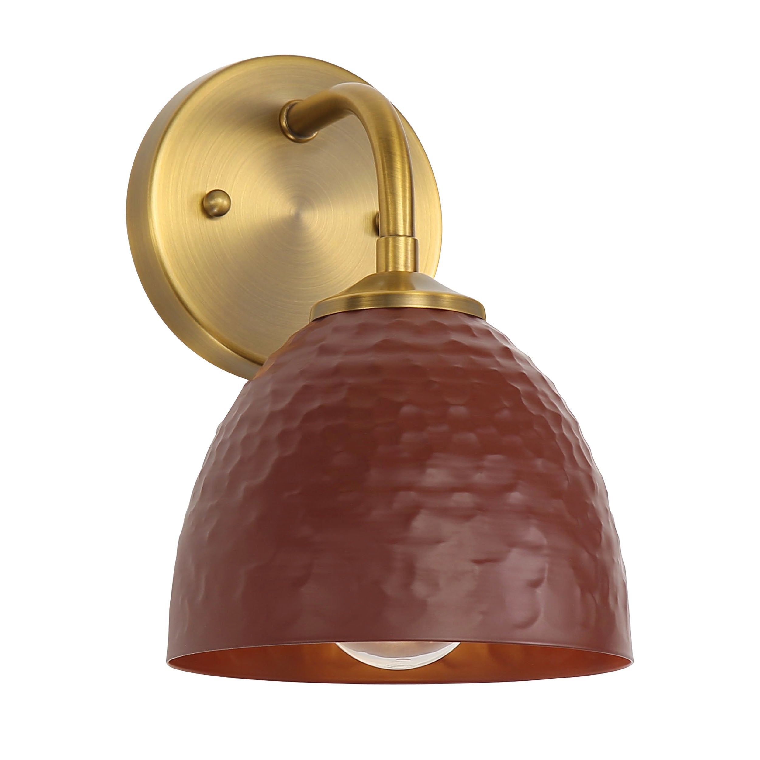 Golden Lighting Shepard 1-light Wall Sconce in Modern Brass and Russet Clay shade