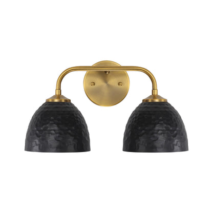 Golden Lighting Shepard 2-light Vanity in Modern Brass and Matte Black shade - - Golden Lighting