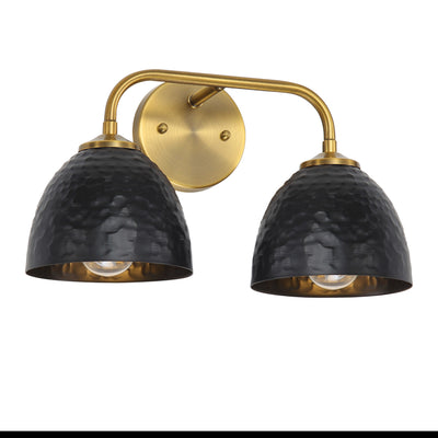 Golden Lighting Shepard 2-light Vanity in Modern Brass and Matte Black shade - - Golden Lighting