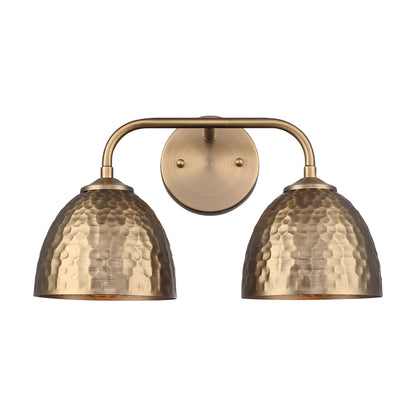 Golden Lighting Shepard 2-light Vanity in Modern Brass and Modern Brass shade - - Golden Lighting
