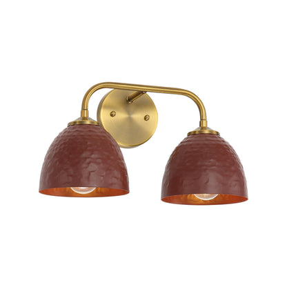 Golden Lighting Shepard 2-light Vanity in Modern Brass and Russet Clay shade - - Golden Lighting