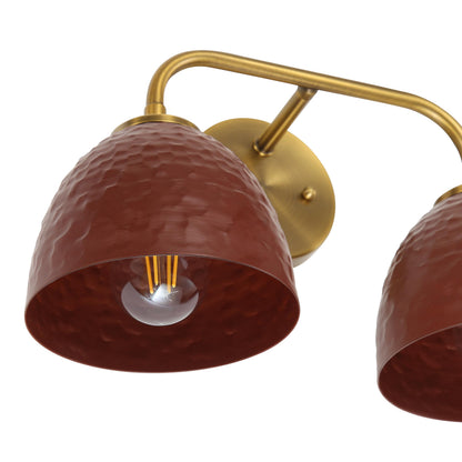 Golden Lighting Shepard 2-light Vanity in Modern Brass and Russet Clay shade - - Golden Lighting