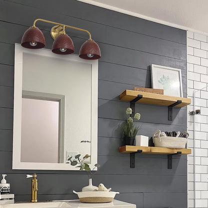 Golden Lighting Shepard 3-light Vanity in Modern Brass and Russet Clay shade - - Golden Lighting