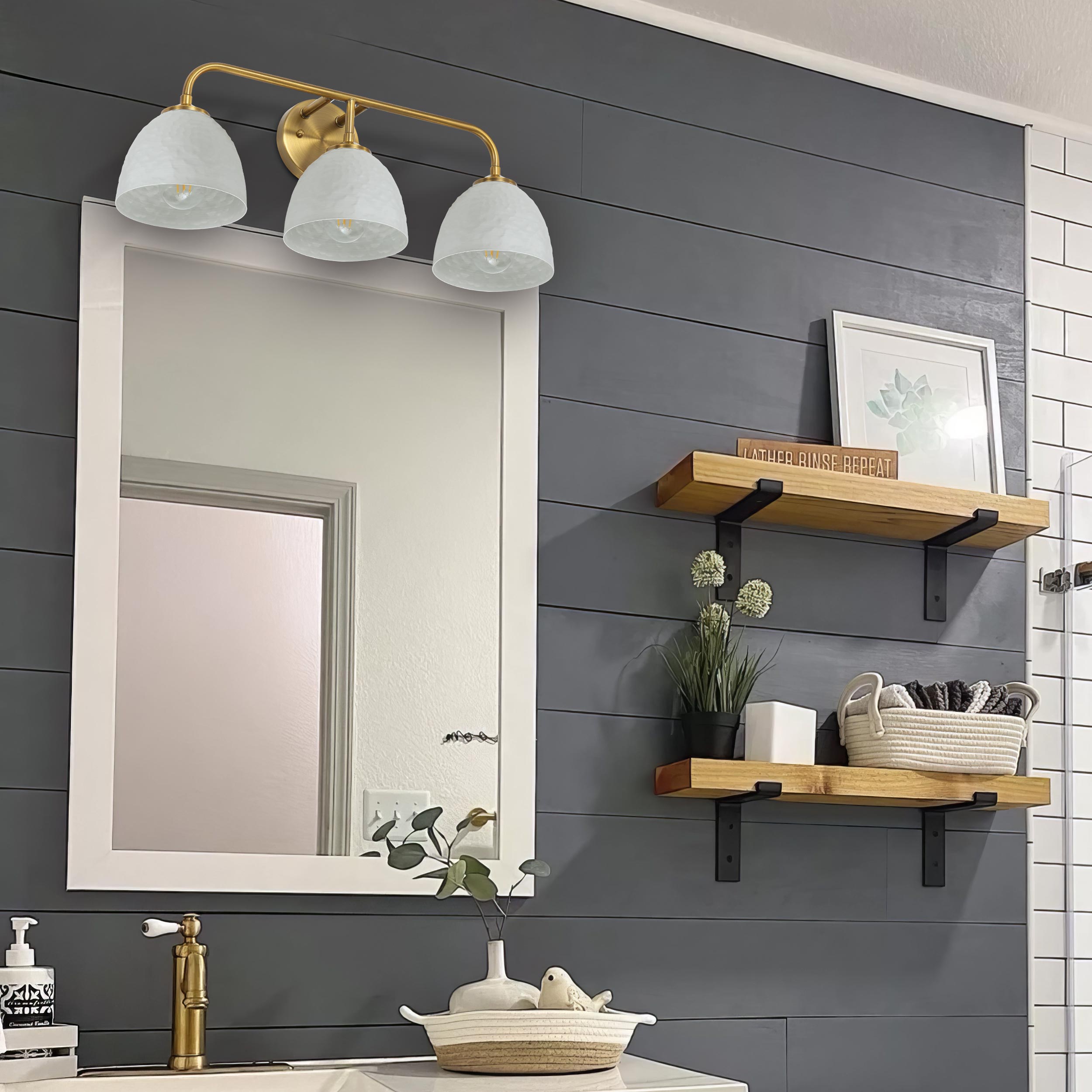 Golden Lighting Shepard 3-light Vanity in Modern Brass and Matte White shade - - Golden Lighting