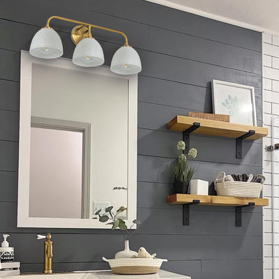 Golden Lighting Shepard 3-light Vanity in Modern Brass and Matte White shade - - Golden Lighting