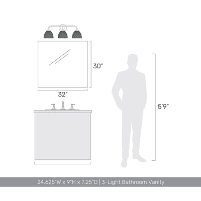 Golden Lighting Shepard 3-light Vanity in Modern Brass and Modern Brass shade - - Golden Lighting