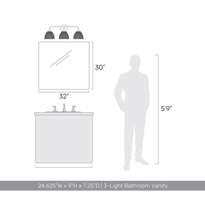 Golden Lighting Shepard 3-light Vanity in Modern Brass and Modern Brass shade - - Golden Lighting