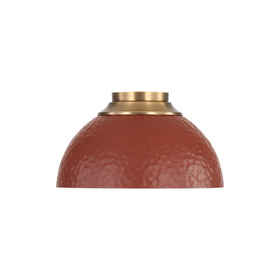 Golden Lighting Shepard 3-light Flush Mount in Modern Brass and Russet Clay shade - - Golden Lighting