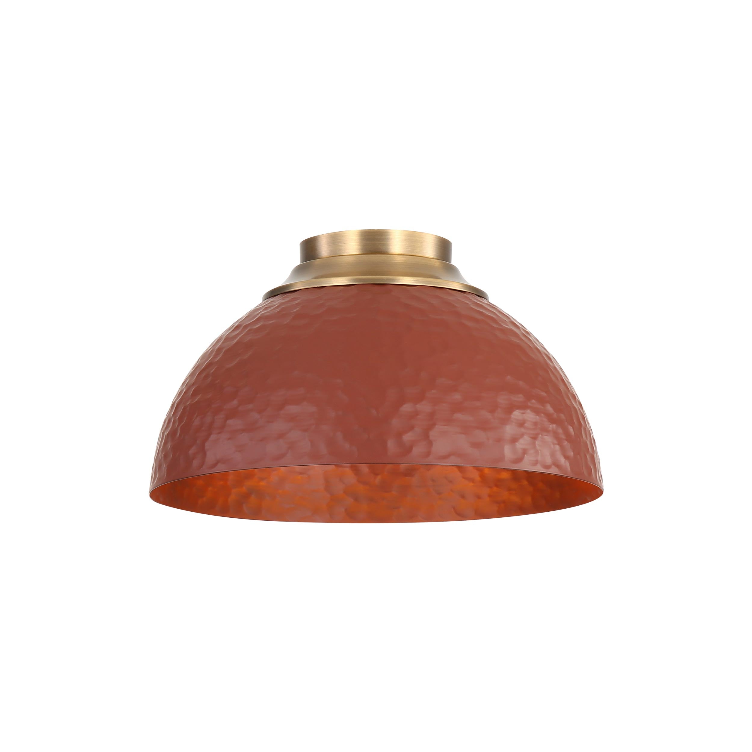 Golden Lighting Shepard 3-light Flush Mount in Modern Brass and Russet Clay shade - - Golden Lighting