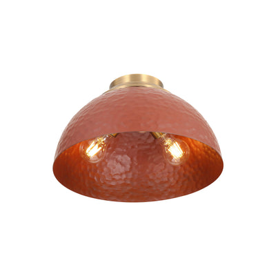 Golden Lighting Shepard 3-light Flush Mount in Modern Brass and Russet Clay shade - - Golden Lighting