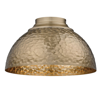 Golden Lighting Shepard 3-light Flush Mount in Modern Brass and Modern Brass shade - - Golden Lighting